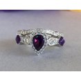 thumbnail image 2 of HeartsAndYou 1.9ct Natural Purple Amethyst Bridal Set Engagement Ring 14k SOLID White Gold, 2 of 9
