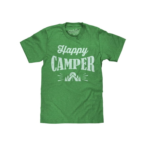 Tee Luv Men's Happy Camper Shirt - Graphic Camping Tent T-Shirt (L)