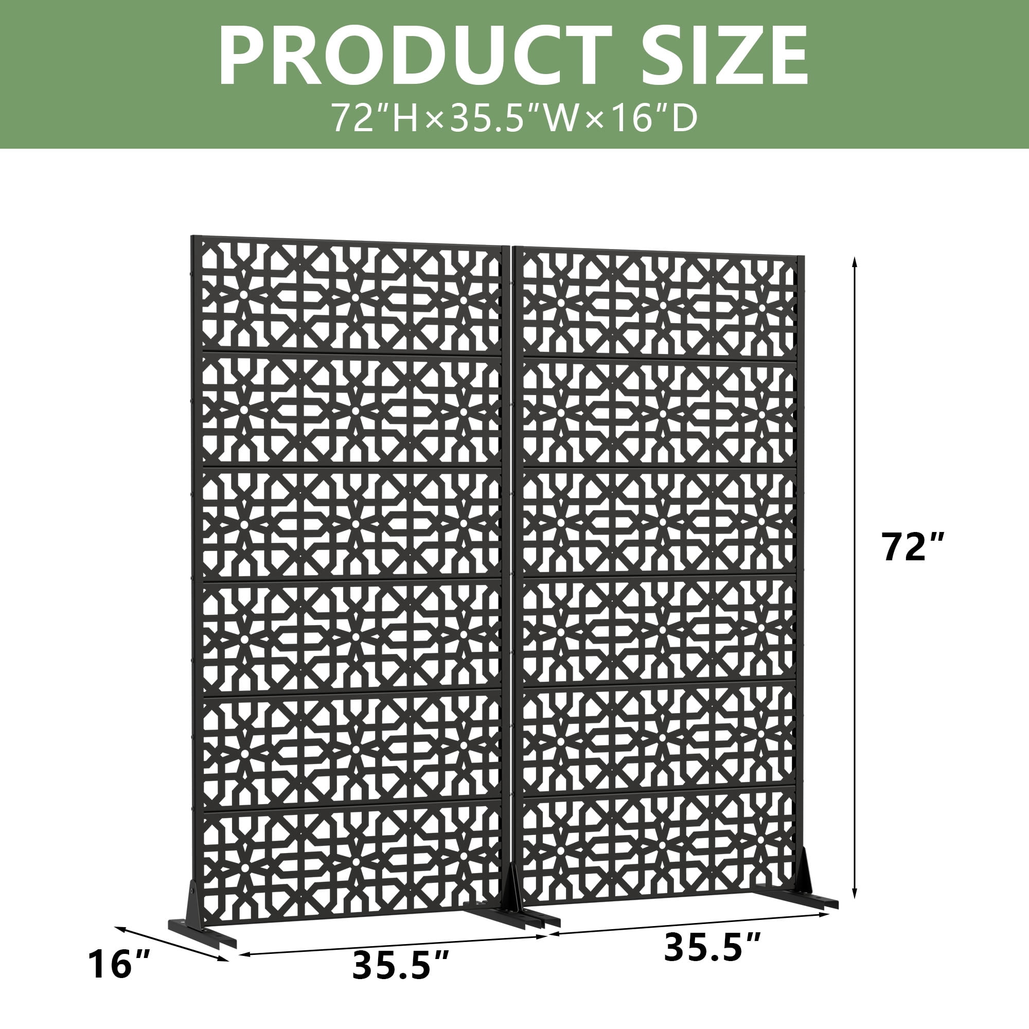 MAYEERTY 6 Panels Outdoor Privacy Screen, Metal Decorative Privacy Fence, 2 pcs Privacy Panel for Patio, Balcony, Backyard, Garden