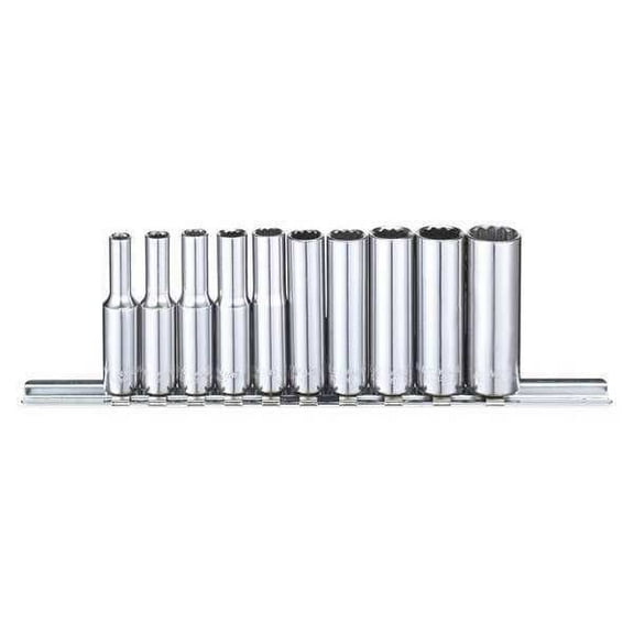 Westward Socket Set, 1/4 in, Hand, SAE, 10 53PN28