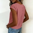 thumbnail image 6 of Summer Cotton Linen Tops,Women's Cotton Linen Blouse Shirt Short Sleeves Round Neck Casual Lace Solid Top for Summer, 6 of 8