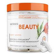 The Genius Brand Genius Beauty - Natural Beauty Vitamins for Hair, Nail & Skin Support - Healthy Glow Formula - Supports Joints & Immune Function - 60 Capsules