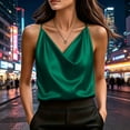 thumbnail image 6 of Ribbed Camisole Tops with Bra Women’s Satin Camisole, Back Crossover Cowl Neck Sleeveless Cami Tops, Summer Elegant Temperament Tops Green XXL, 6 of 8