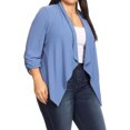 thumbnail image 2 of Moa Collection Female Plus Size Draped Neck Open Front Loose Fit Solid Cardigan Jacket, 2 of 4