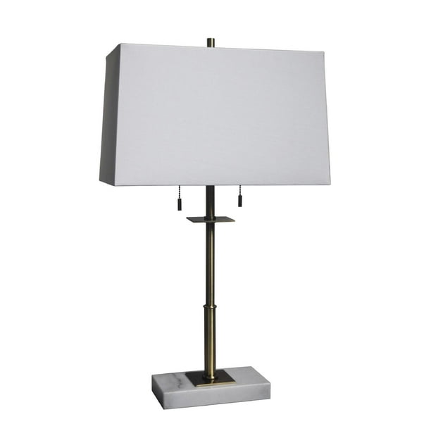 White Marble Base With An Antique Brass, Cb2 Empire Table Lamp