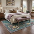 thumbnail image 4 of DEORAB 2x7 Runner Rugs Vintage Floral Deep Emerald Low Pile Machine Washable Rug Non Slip Rug for Hallway, Kitchen, Entryway, 4 of 6