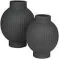 thumbnail image 5 of CosmoLiving by Cosmopolitan 11", 9"H Ribbed Black Ceramic Vase, Set of 2, 5 of 7