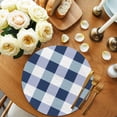 thumbnail image 2 of Navy Blue Plaid Round 13 Inch Placemats Set of 4, Spring Farmhouse Buffalo Checkered HeatResistant Non Slip Place Mats for Dining Table, Wipeable Braided Kitchen Table Mats for Housewarming, 2 of 9