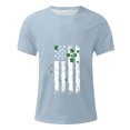 thumbnail image 2 of Men's St. Patrick's Day Shamrock American Flag Graphic Short Sleeve Crew Neck T-Shirt, 2 of 4