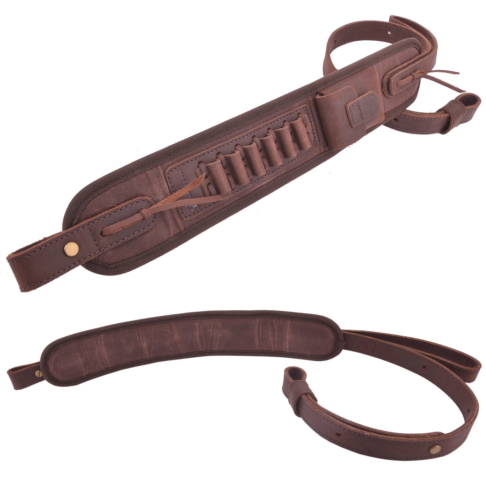 Leather Canvas Rifle Sling Gun Ammo Holder Slots Strap with Swivels for .30/30 .357 Ammo  Hunting GIFTS