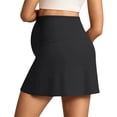 thumbnail image 4 of Gyujnb Solid Stretch Full Over Belly Maternity Skort Flared A Line Mini Skirt Built In Anti Chafe Shorts Casual Work Athletic Pregnancy Postpartum Daily Bottoms,M, 4 of 9