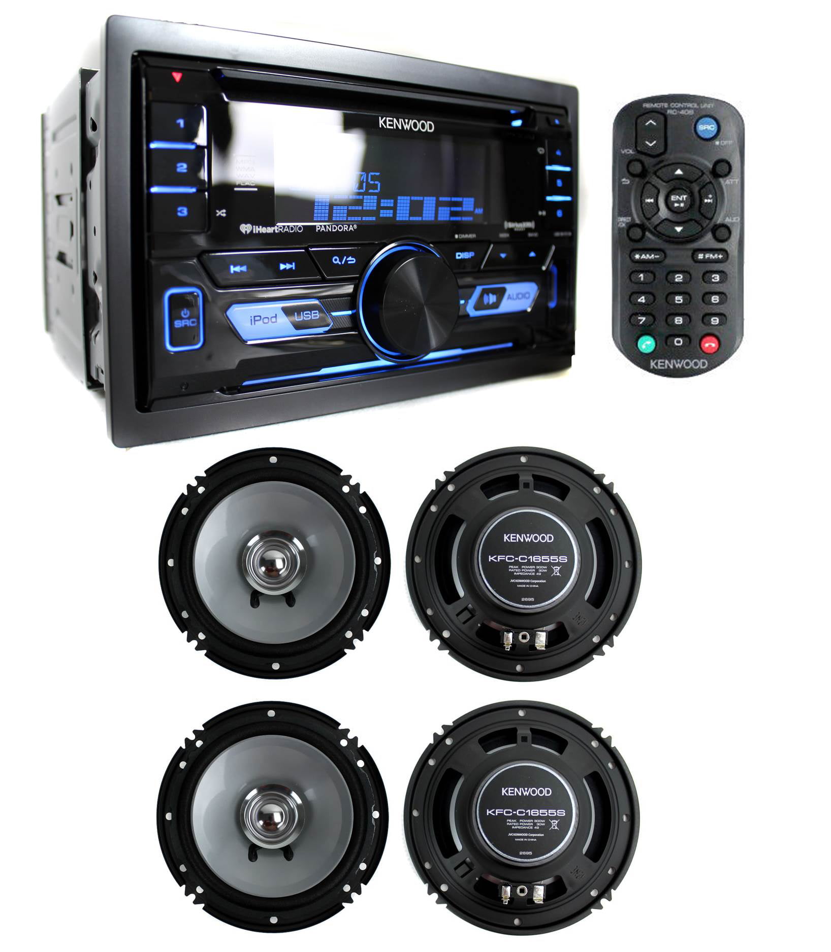 Kenwood Car iPod USB AUX CD Bluetooth Radio 2 Kenwood 6x9" & 6.5" Car Speakers 