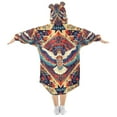 thumbnail image 2 of FORMRS Wearable Blanket Hoodie with Sleeves for Kids Cozy Flannel Sweatshirt, Beige Geometric Eagle, 2 of 7