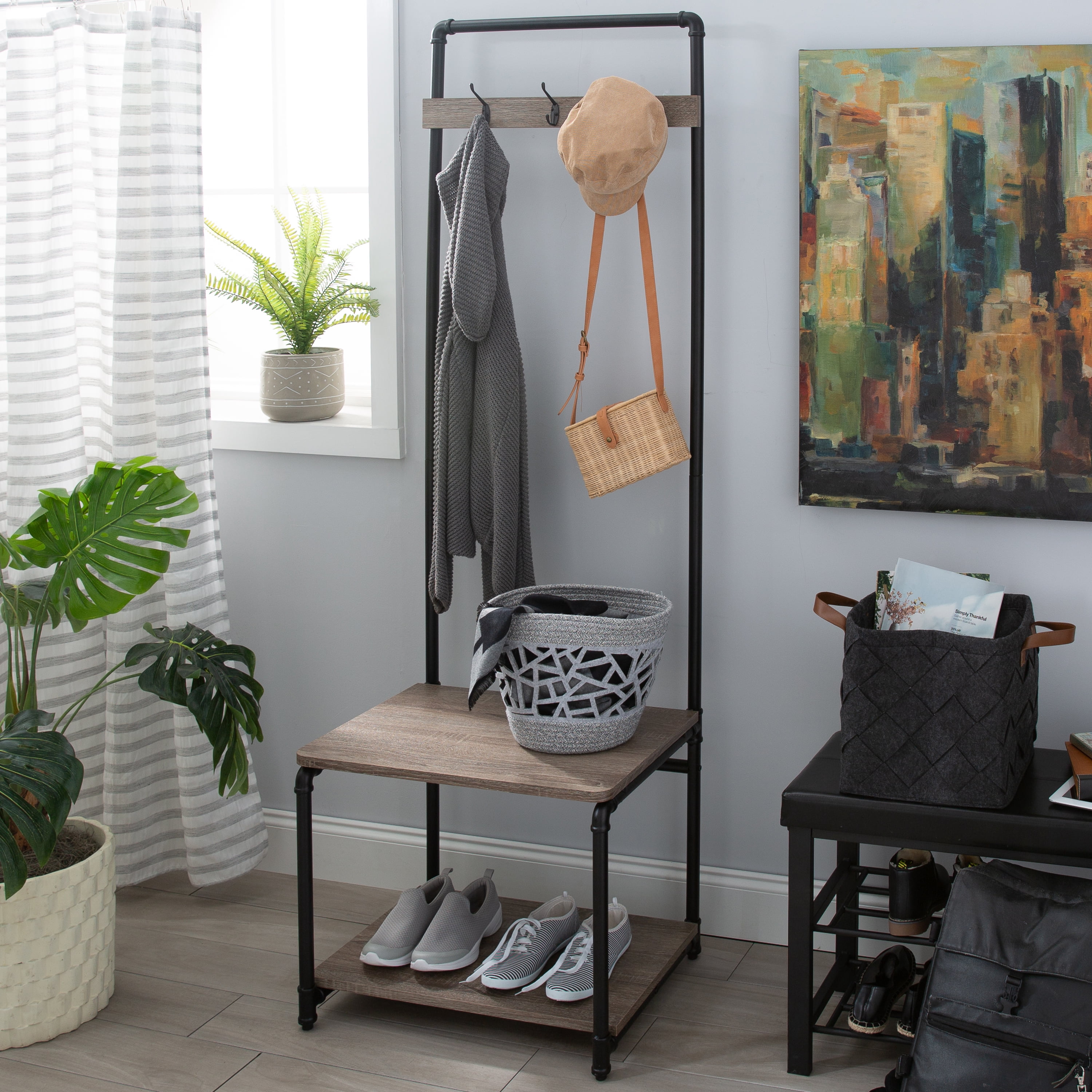 Organize It All Pipe Line Metal Entryway Storage