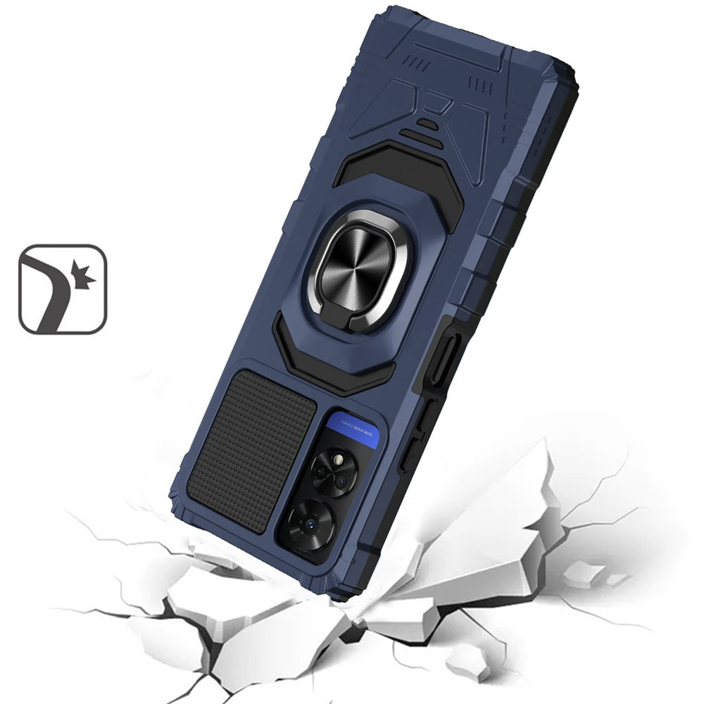 For TCL 50 XE 5G Hybrid Dual Layer with 360° Rotate Magnetic Ring Stand Holder Kickstand TPU Rugged PC Shockproof Cover ,Xpm Phone Case [ Blue ]
