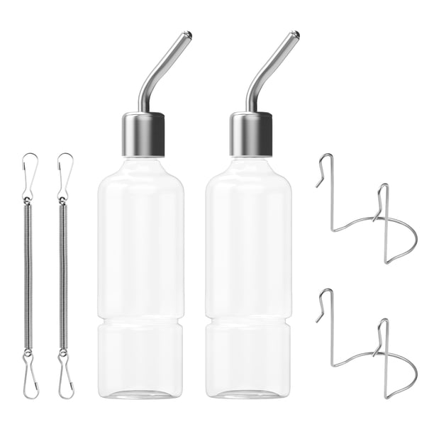 POPETPOP 2 dispensadores de botellas de agua colgantes para mascotas, alimentadores de agua para conejos, chinchillas, cobayas