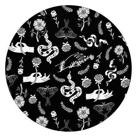 Ethereal Cosmic Elements Round Fitted Tablecloth - 100% Waterproof Spill-Proof Durable Elastic Edge Table Cover