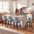 thumbnail image 6 of EOP 26'' Swivel Counter Height Bar Stools Set of 6, Modern Upholstered Bar Stools with Curved Back and Solid Wood Legs, Bar Chairs for Kitchen Island Home Bar, Gray, 6 of 11