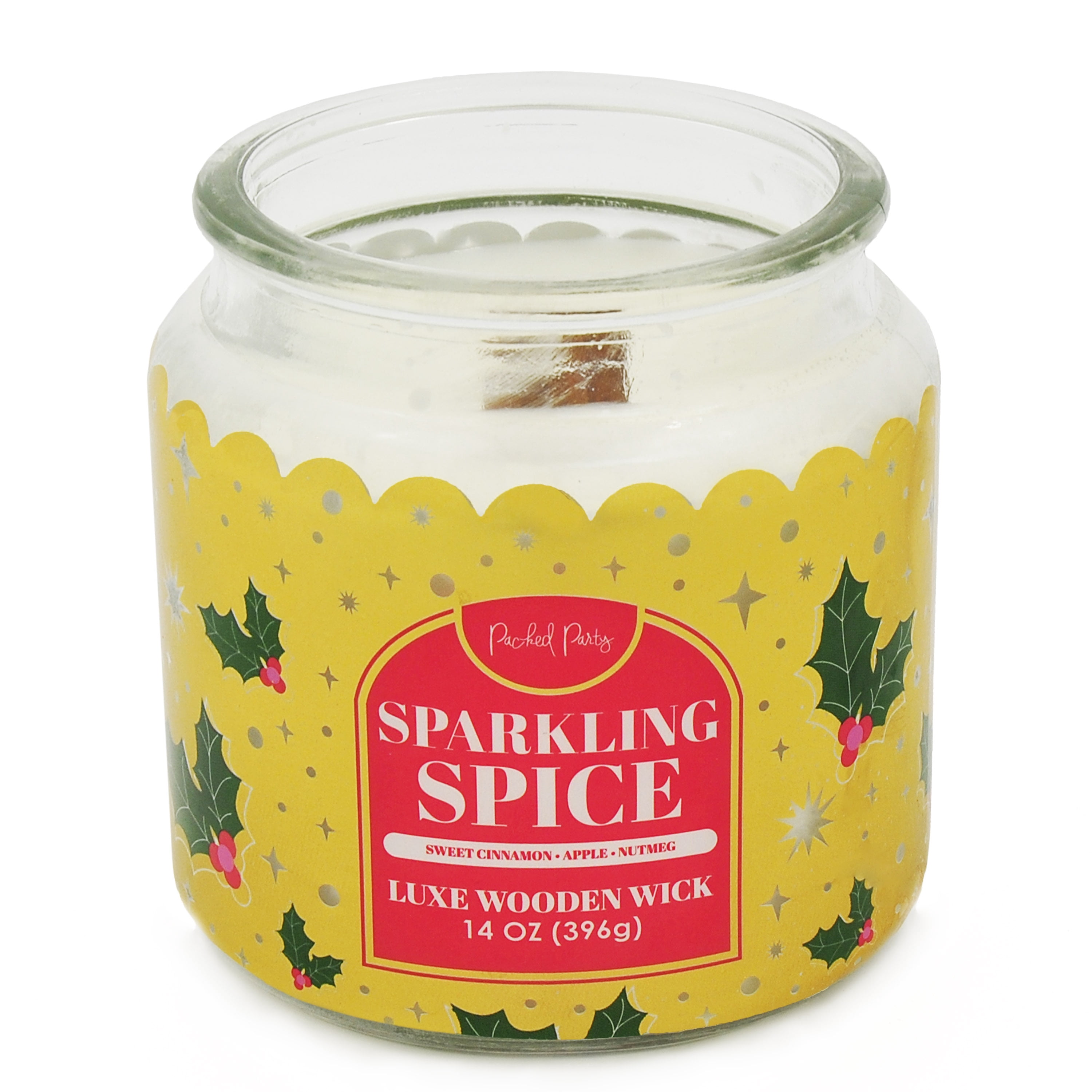 Packed Party Sparkling Spice Candle with Wood Wick, 14-Ounce