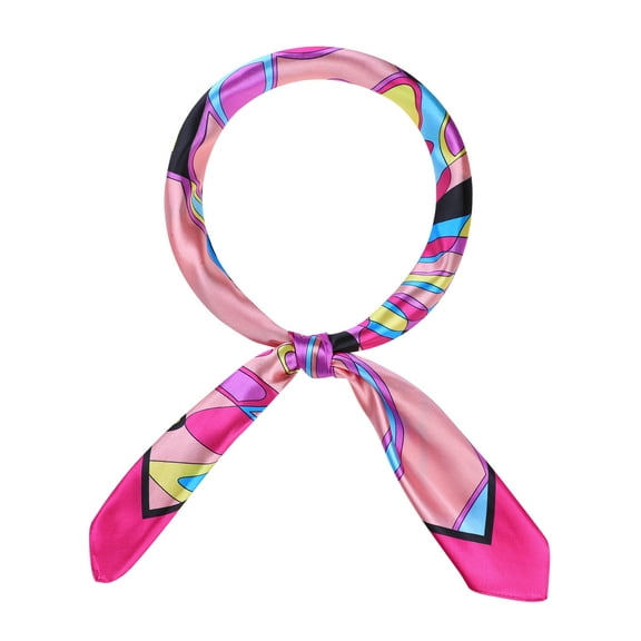 INSPIRE CHIC Women Geometric Printed Satin Large Square Scarves, 35"x35" Silky Neck Scarf Neckerchief Head Wrap Bandanas 35.4x35.4" Hot Pink