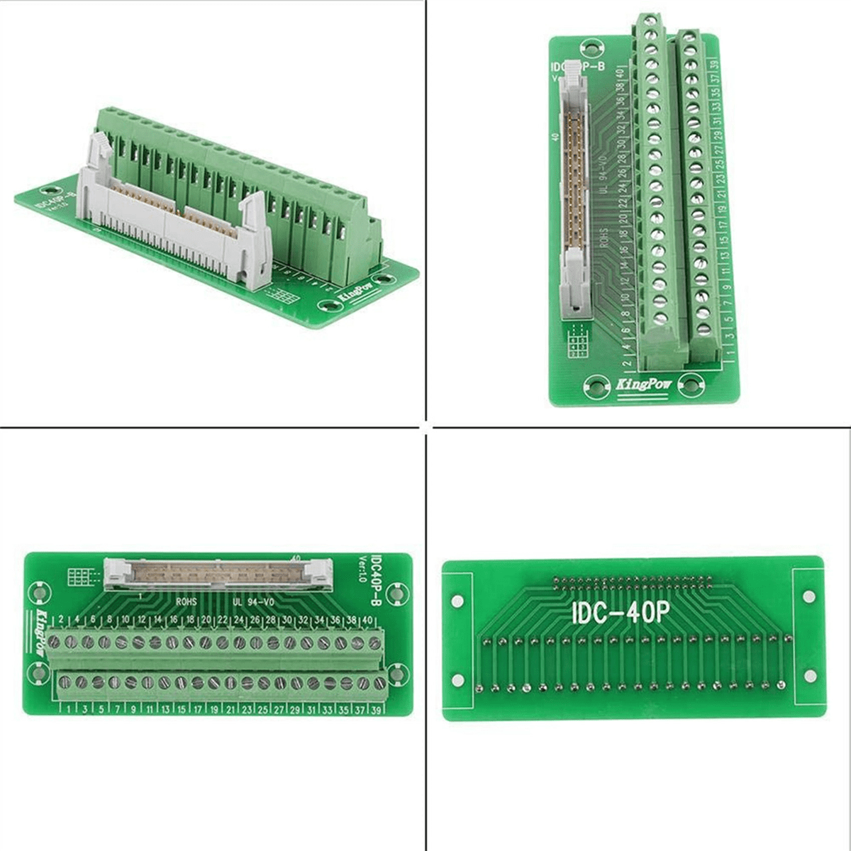 2X IDC40P 40Pin Connector Strip Breakout Board Terminal Block Plug PLC Interface with Bracket, for PLC, DIN Rail Mount