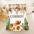 thumbnail image 5 of jejeloiu Cowboy Watercolor Desert Queen Sheet Sets Kids,Brown Cow Print Bed Set,4-Piece, 5 of 6