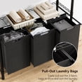 thumbnail image 4 of DSSTYLES Laundry Rack, Bamboo Tube Storage Laundry Basket with 3 Laundry Bags, Removable, 45L, Metal Frame, for Laundry Room Bathroom Living Room Bedroom, Black, 4 of 9