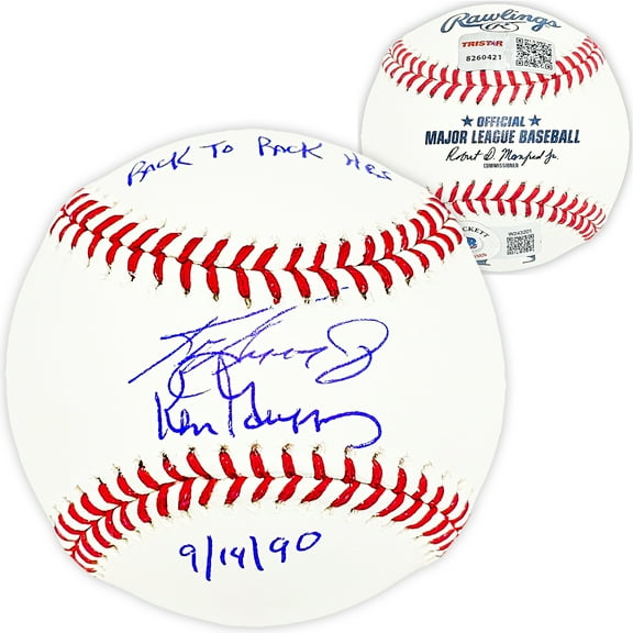 Ken Griffey Jr. & Ken Griffey Sr. Autographed Official MLB Baseball Seattle Mariners "Back To Back HR 9/14/90" Tristar Holo & Beckett BAS Witness 212465
