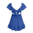 thumbnail image 4 of gdxvjhbj Robe d'Été pour Filles Robes d'Été à Bretelles pour Filles Fluide à Étages Froncée Smockée au Dos Décontractée de Plage Taille 12-13 (Bleu, 12-13 Ans), 4 of 5