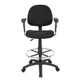 thumbnail image 4 of Boss Office Contoured Comfort Rolling Fabric Drafting Stool with Arms in Black, 4 of 7