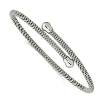 925 Sterling Silver Textured Flexible Bangle Bracelet Cuff Bracelet for Women - 5.0 Grams