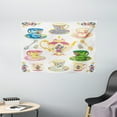 thumbnail image 1 of Tea Party Tapestry, Selection of Vivid Colored Teacups Pot Sugar and Floral Arrangements in Corners, Wall Hanging for Bedroom Living Room Dorm Decor, 60W X 40L Inches, Multicolor, by Ambesonne, 1 of 2