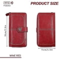 thumbnail image 2 of Cartera para pasaporte de viaje con bloqueo RFID, porta pasaporte familiar, color vino tinto, 2 of 5