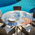 thumbnail image 6 of Blue Red Seahorse Coastal Round Tablecloth 36-44 Inch Round Fitted Table Cloth with Elastic Edge, Rustic Beach Coral Nautical Waterproof Table Cover Protector for Outdoor Picnic Party Dining, 6 of 9