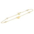 thumbnail image 2 of 925 Sterling Silver Yellow Gold-Tone White CZ Love Heart Womens Girls Link Chain Bracelet, 2 of 3