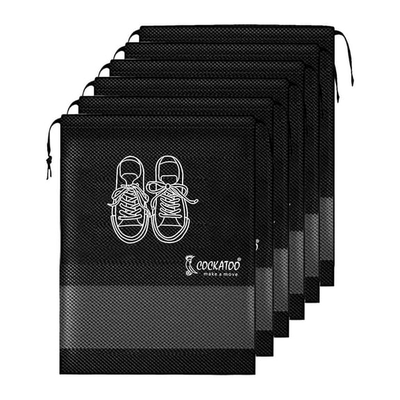 Cockatoo Shoe Bag, Pack of 6, Black, 12.6" x 10.2" x 0.8"