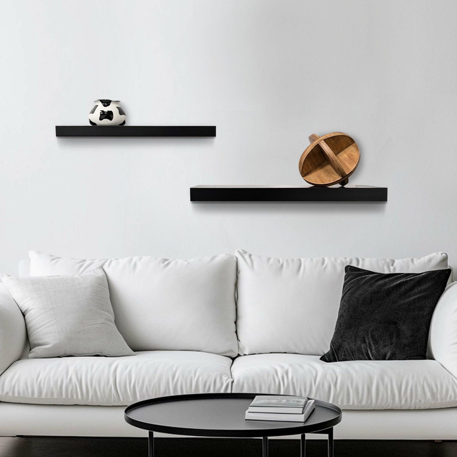 Hometrends 18 inch Black Floating Shelves - 2 PC Set