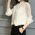 thumbnail image 1 of New  Large  Lace Chiffon Spring and Summer Women‘s Mesh Ruffled Long Sleeve Base Shirt for Stylish Ladies tzw, 1 of 6