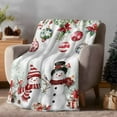 thumbnail image 2 of Christmas Xmas Flannel Blanket for Bed,Travel and Camping, Elk Ball Snowman Red Berry Poinsettia Super Soft Cozy Blanket for All Seasons 30"x40", 2 of 9
