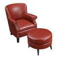 thumbnail image 4 of Emerald Home Oscar Red Accent Chair + Ottoman with Faux Leather Upholstery And Nailhead Trim, 4 of 5