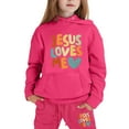 thumbnail image 4 of Boys Hoodies Set Jesus Loves You Hooded Sweatshirts Warm Letter Print Long Sleeves Loose Pullover 2 PC Outfits Kids New Year Sweatshirts for Teenagers 6-7 Years, 4 of 6