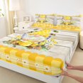 thumbnail image 3 of Homewish Kawaii Rustic Gnome Twin Sheet Sets for Kids, Cartoon Bee Honey Twin Fitted Sheet, Yellow Plaid Buffalo Flat Sheet, Microfiber Bedroom Decor, 3pcs, 3 of 7