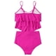 thumbnail image 2 of Gibobby Conjunto de Bañador Sexy de tirantes con volantes para mujer(Rosa caliente,CH), 2 of 5