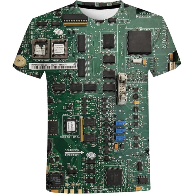 "Camiseta Hombre Camiseta Con Chip Electrónico De Placa De Circuito, Camiseta Unisex De Verano Informal Fresca De Manga Corta Para Hombres Y Mujeres, Ropa De Calle Harajuku, Camiseta De Gran Tamaño" Xishao ropa