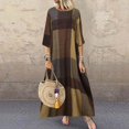 thumbnail image 1 of Tignapoo Robe d'Été Vintage 2022: Robe Midi Imprimée Rétro Décontractée avec Manches 3/4, Grande Taille Robe Kaki pour Femmes, Mode Amazonienne Transfrontalière, 1 of 5