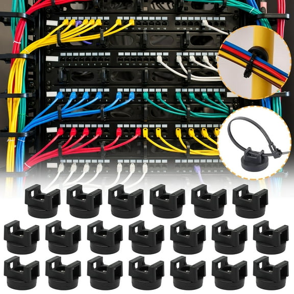 Magnetic Cable Zip Tie Mount Kit | Heavy Duty Magnetic Wire Organizer | 7.7lb Pull Strength | Adjustable Cable Holders for Home Office Electronics | Includes A3 Steel Rubber Nylon Base | 1 Pack