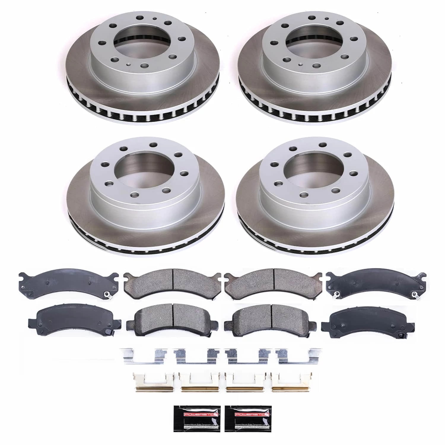 PowerStop Front and Rear Semi-Coated Rotor and Low-Dust Ceramic Brake Pad Kit SC2029