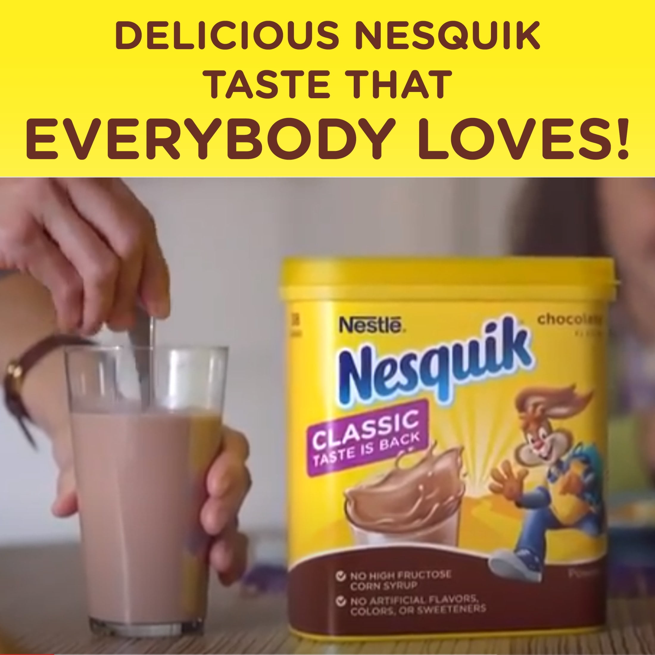 (4 pack) Nestle Nesquik Chocolate Flavor Powder Stir In Drink Mix Canister, 38 oz Canister, 83 Servings