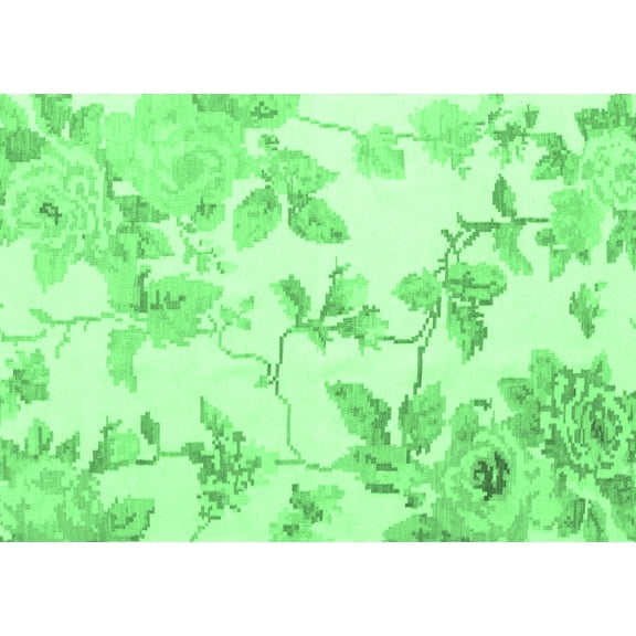 Ahgly Company Indoor Rectangle Floral Emerald Green Coastal Area Rugs, 5' x 7'