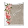 thumbnail image 1 of Bridal Shower Soft Flannel Fleece Blanket, Lilacs Orchids with Leaves Corner Frame Bride Floral Arrangement, Cozy Plush for Indoor and Outdoor Use, 70" x 90", Salmon Green and Beige, by Ambesonne, 1 of 6